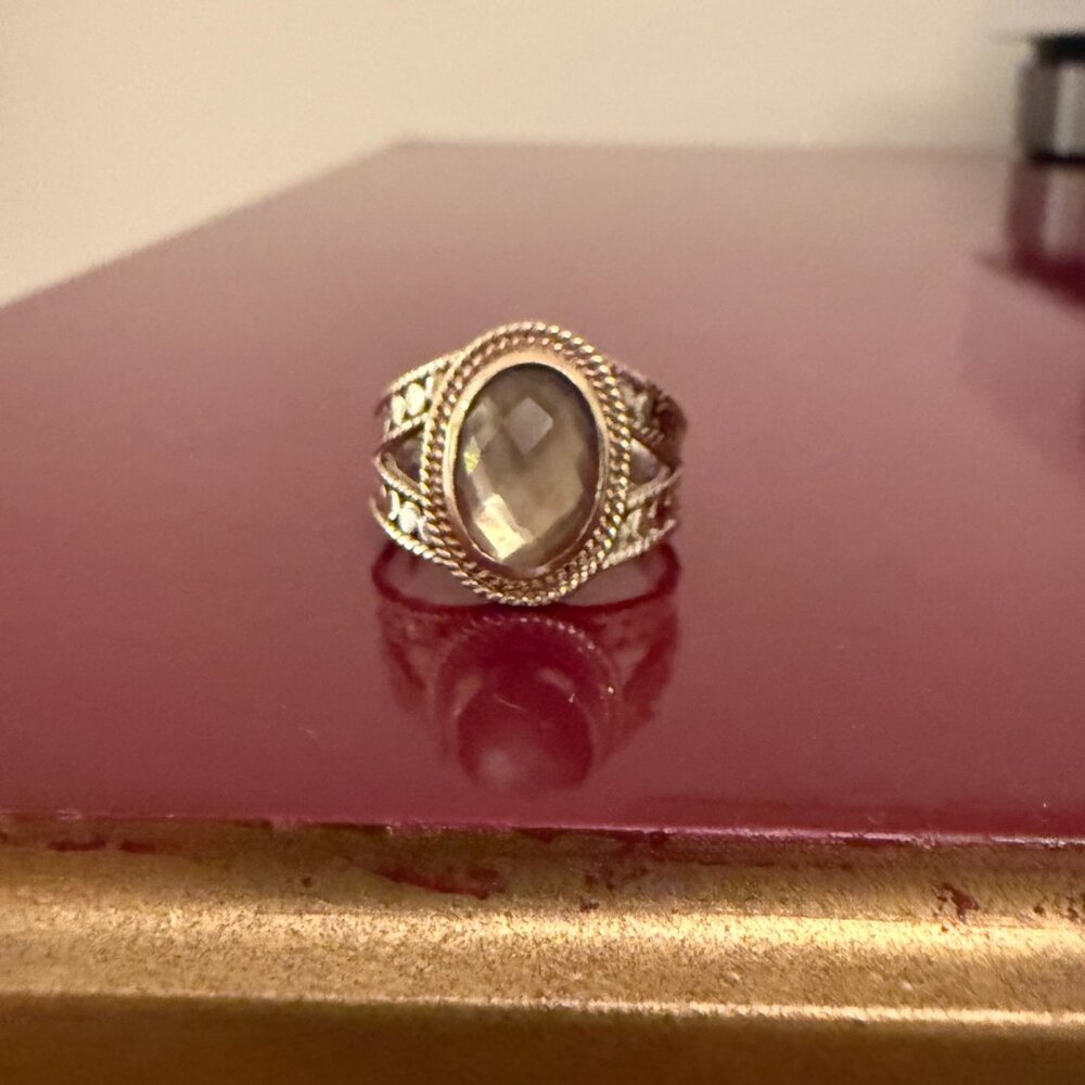 Anna Beck Golden Quartz Oval Gold Plated Ring - Size 6.75